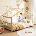 thumbnail image 2 of Costway Lit Cabane Format Simple avec Toit, Lit Bas en Bois au Sol, Aucun Sommier Requis, Naturel, 2 of 10