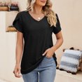 thumbnail image 2 of Birdeem Fashion Womens Casual Solid Color V Neck Short Sleeve Tops Loose Blouses, 2 of 9