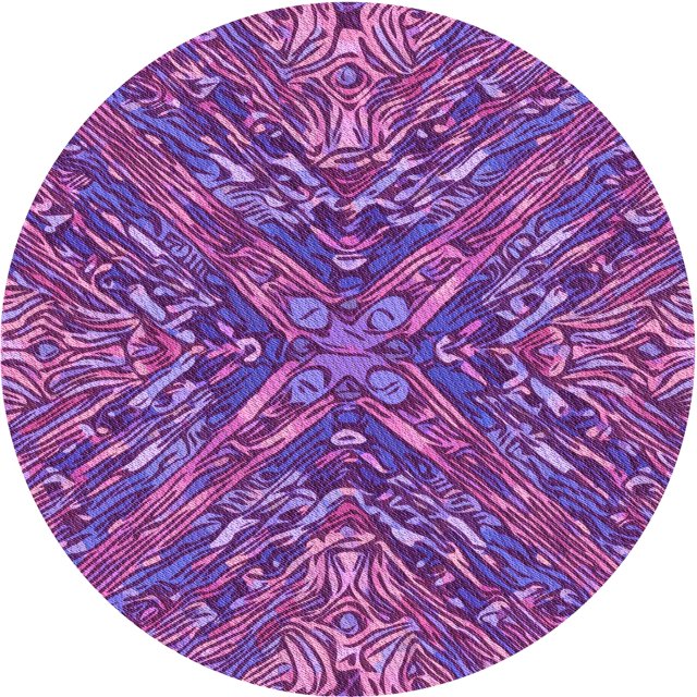 Ahgly Company Tapis Rond Lavable en Machine Intérieur Transitionnel Magenta Foncé Violet, 5 Pieds Rond