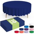 thumbnail image 1 of Plastic Table Cloth Disposable - 10 Pack, Disposable Table Cloths for Parties, Weddings, Decorative Round Tablecloths, 84'' Navy Blue Plastic Tablecloth, Leakproof & Sturdy, Navy Blue Navy Blue 84", 1 of 5