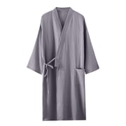 Amzcrzy Women's Robes Solid Color Cotton Robe Loungewear Casual Knee Length Bathrobe Lightweight Nightgowns for Women with Pocket