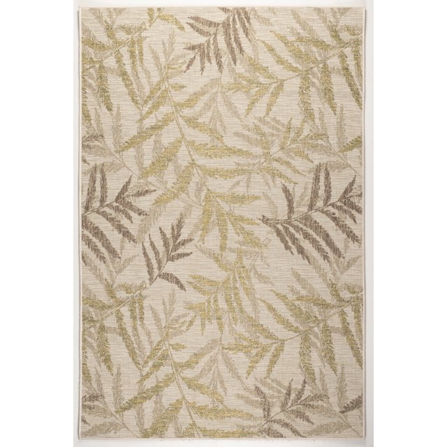 Tapis Intérieur/extérieur 8 Pieds x 10 Pieds à Séchage Rapide Floral Ivoire Sable