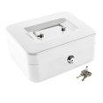 thumbnail image 1 of Metal Lock Box with Key, Cash Box with Removable Tray for Money Storage, Home Office Safe, Small Business Use, Durable Security Organizer White, 1 of 8