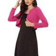 thumbnail image 4 of INSPIRE CHIC Boléro Ouvert pour Femme, Ourlet Arrondi, Cardigan Court, Fuchsia, m, 4 of 4