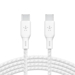 Belkin USB-C to USB-C Cable, BoostCharge Braided Power Cable (3M/9.8ft), Fast Charging Cable w/ 100W Power Delivery, USB-IF Certified for iPhone 16, MacBook, Chromebook, Galaxy & More - White