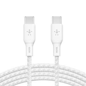 Belkin USB-C to USB-C Cable, BoostCharge Braided Power Cable (3M/9.8ft), Fast Charging Cable w/ 100W Power Delivery, USB-IF Certified for iPhone 16, MacBook, Chromebook, Galaxy & More - White
