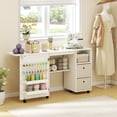 thumbnail image 2 of HOMCOM Table de Couture Pliante avec Prise de Courant, Table d'Artisanat Roulante, Blanc, 2 of 10