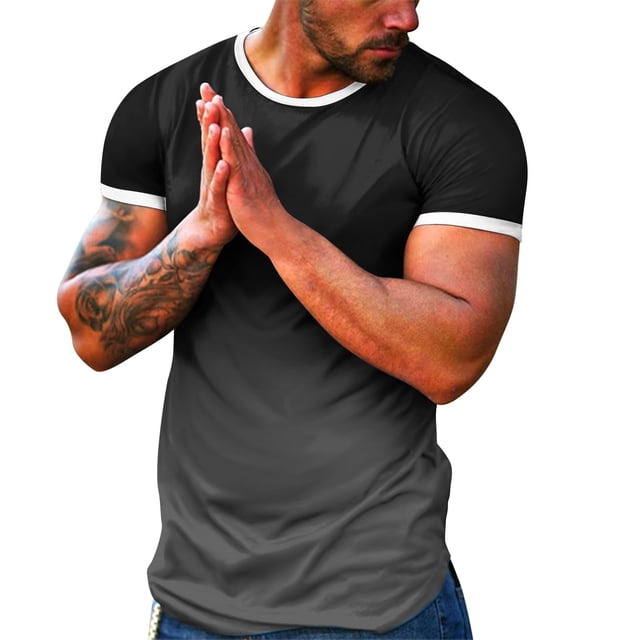 BOBOGOJP T-Shirts pour Hommes Coupe Régulière Manches Courtes Col Rond (Gris,TTG)