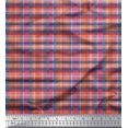 thumbnail image 1 of Soimoi Blue Viscose Chiffon Fabric Gingham Check Printed Fabric 1 Yard 42 Inch Wide, 1 of 5