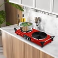thumbnail image 2 of Techwood 1800W Double Burner Electric Hot Plate | Portable Induction Cooktop with Adjustable Temperature, Stay-Cool Handles & 7.5” Heating Surface, 2 of 7