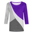 thumbnail image 4 of TIMIFIS Hauts pour Femmes Mi-Long Printemps Automne Imprimés Manches 3/4 Hauts Mode Grande Taille Col Ras du Cou T-Shirts Décontractés Blouses Chemises à Manches Longues pour Femmes Automne, 4 of 4