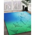 thumbnail image 3 of Ahgly Company Tapis d'Intérieur Lavable en Machine Carré Transitionnel Bleu Lierre, 5 Pieds Carré, 3 of 7
