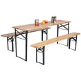 thumbnail image 3 of Patiojoy 70" 3-Piece Folding Beer Table Wooden Portable Picnic Seating Set, 3 of 8