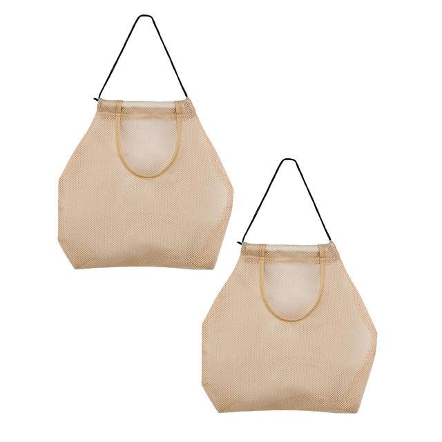 Oleegame 2 Pcs Rangement de Produits Sac en Maille pour Fruits et Légumes Sac Fourre-Tout Pliable Sac de Magasinage Sac Fourre-Tout Réutilisable Sac Fourre-Tout de Recyclage Sac Fourre-Tout Beige