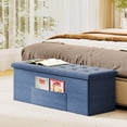 thumbnail image 2 of Costway Fabric Folding Storage Ottoman Storage Chest W/Divider Bed End Bench Navy, 2 of 10