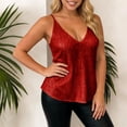 thumbnail image 4 of Plus Size Tank Tops for Women Loose Fit V-Neck Spaghetti Strap Sequin Ruched Waist Solid Top with Stretchy Lining, 4 of 7