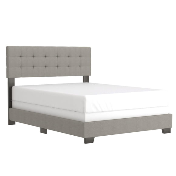 Modern Fabric Upholstered 60" Queen Bed in Light Grey
