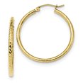 thumbnail image 1 of 10K Yellow Gold Diamond Cut 2mm Round Tube Hoop Earrings, 1 of 2