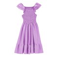 thumbnail image 4 of FFENYAN Summer Girls Dress Solid Color Square Neck Ruffled Sleeveless Mini Dress with Flutter Sleeves Perfect for Parties Playdates and Everyday Wear for 3-13 Years, 4 of 9