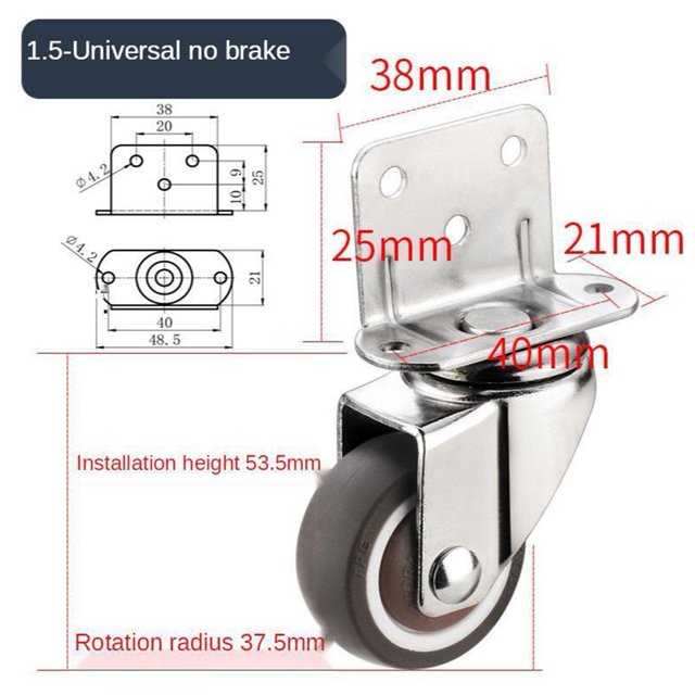 1pcs Roulettes Robustes 20kg Roues Pivotantes Silencieuses pour Déplacer Meubles Chaise Lit de Bébé
