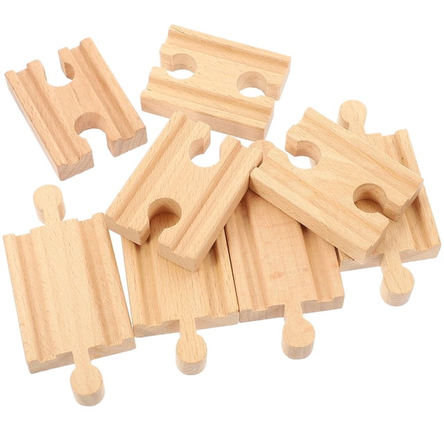 LOVEVER 8 Pcs Voies Ferrées en Bois Rails d'Extension Fournitures de Rails pour Enfants Jouets Ferroviaires Jouet Rails de Train