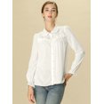 thumbnail image 4 of INSPIRE CHIC Women's Button Down Long Sleeve Cuff Ruffle Detail Blouse Shirt Tops, 4 of 6