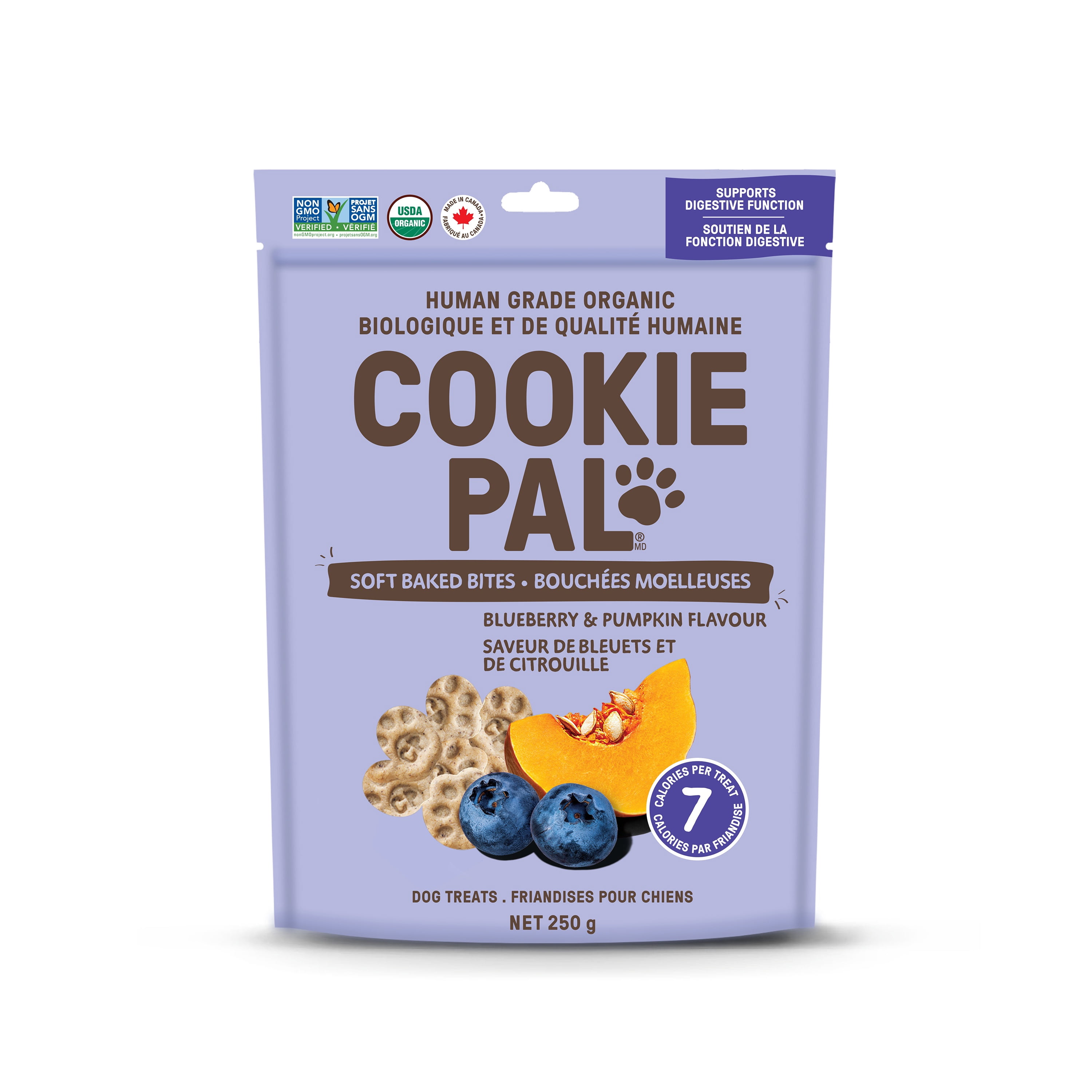 COOKIE PAL Blueberry & Pumpkin Soft Baked Bites Human Grade and Organic Dog Treats 250g