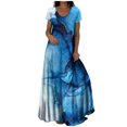 thumbnail image 1 of Heliisoer Robe pour Femme, Liquidation Été Femmes Décontractée Été Manches Courtes Col Rond Imprimé Maxi Bohème Robe Longueur Cheville, 1 of 9