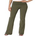 thumbnail image 1 of Pantalon de Yoga Décontracté pour Femmes Grande Taille, Basique, Taille Repliable, Confortable, en Coton Extensible, Coupe Bootcut, 1 of 7