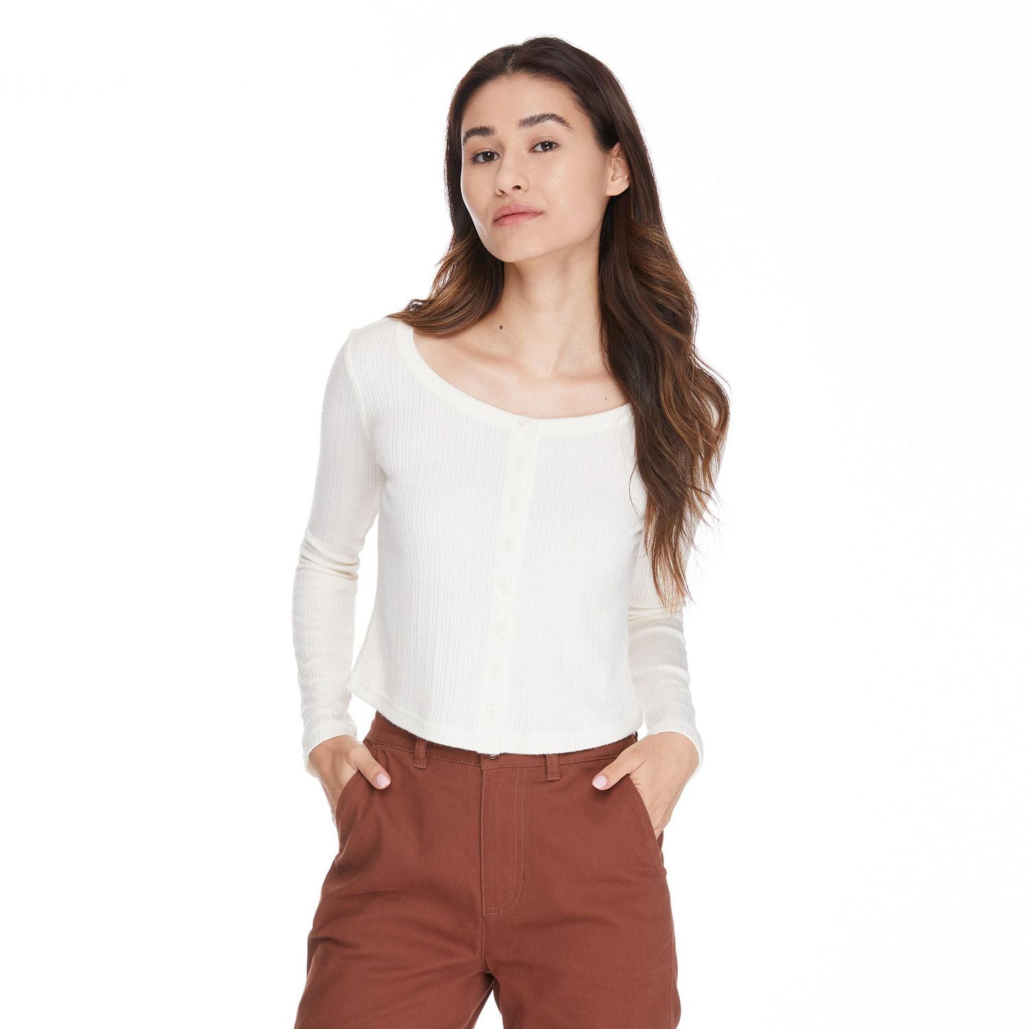 No Boundaries Women's Button-Front Cardigan