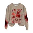 thumbnail image 1 of Rbaofujie Chandails à Capuchon pour Filles Halloween Mode Chandail Décontracté pour Femmes à Manches Longues à Col Rond Imprimé Chandail pour Dames Hauts Blouse Kaki Chandails Mignons, 1 of 3