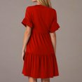 thumbnail image 3 of Robe Midi Évasée à Étages Décontractée pour Femmes, à Volants, Manches Courtes, Col en V, Ligne A, Ample, Robes d'Été Fluides, Robe Chemise Évasée Mini avec Poches, 3 of 6