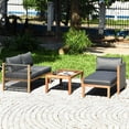 thumbnail image 1 of Gymax 3PCS Patio Acacia Wood Sofa Furniture Set Thick Cushion W/Nylon Rope Armrest, 1 of 8