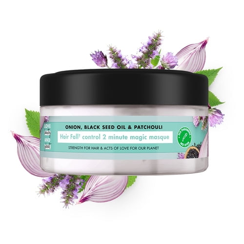 Love Beauty and Planet Oignon, Huile de Graines Noires et Contrôle de la Chute des Cheveux au Patchouli, Masque Capillaire Sans Parabènes - 200 ml