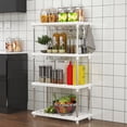 thumbnail image 4 of 4-Tier Plastic Storage Shelves, White, 80x42x22 cm, Waterproof Independent Shelving Unit for Kitchen, Pantry, Bathroom, Laundry, Closet, Compact Floor Rack, 4 of 8