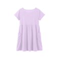 thumbnail image 4 of Robes pour Filles Mode Enfants Uni Col Rond Manches Courtes Décontracté Confortable Robe avec Poches Robes pour Tout-Petits Violet 9 Ans-10 Ans, 4 of 6