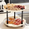 thumbnail image 4 of Btomtd Simples Fruit Plates Home Living Room Double Round Plates Candy Plates Snacks Snacks Storage Fruit Plates, White, 4 of 6