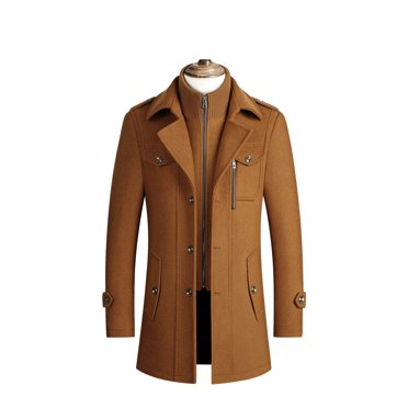 EGNMCR Manteaux pour Hommes Laine Couleur Unie Tissu en Laine Bouton Revers Pardessus pour Homme Veste