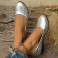 thumbnail image 4 of Flat for Womens Slip on Almond Toe Stone Embossing Micro Wedge Soft Sole Spring Summer Casual Shoes Silver, 4 of 9