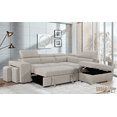 thumbnail image 2 of Urban Cali Pasadena Large Sleeper Sectional Sofa Bed with Storage Ottoman and 2 Stools (Beige / Left Facing Chaise), 2 of 39