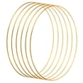 thumbnail image 1 of Unique Bargains Bagues Attrape-Rêves de 9 Pouces, 6 Pcs Anneau Anneau Rond en Métal Macramé Couronne Floral, Or, 1 of 6