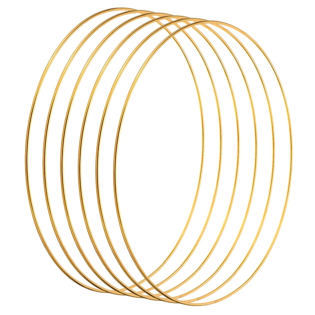 Unique Bargains Bagues Attrape-Rêves de 9 Pouces, 6 Pcs Anneau Anneau Rond en Métal Macramé Couronne Floral, Or