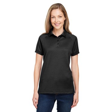 Harriton M208W Ladies' Charge Snag and Soil Protect Polo - BLACK - S