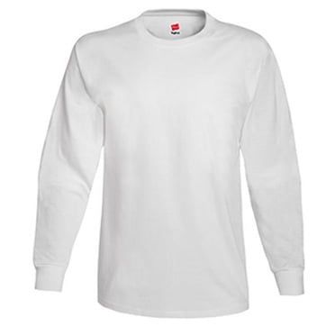 Hanes 5586 Adult Tagless Long Sleeve Tee, White - Large