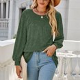thumbnail image 4 of IROINID en Solde T-Shirt à Manches Longues en Polyester pour Femmes Confortable Été Col Rond Hauts Sexy Blouse Régulière Unie, Vert, 4 of 7