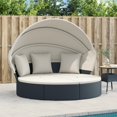 thumbnail image 1 of vidaXL Outdoor Lounge Bed with Canopy and Cushions Black Poly Rattan, 1 of 5