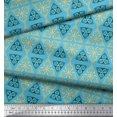 thumbnail image 3 of Soimoi Blue polyester Crepe Fabric Triangle Art Geometric Print Fabric by the Yard 52 Inch Wide, 3 of 5