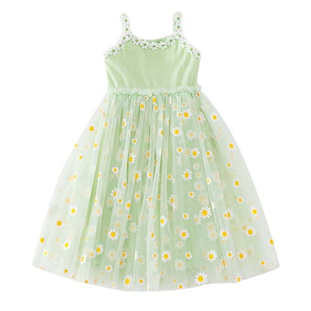 WEAIXIMIUNG Robes pour Filles Taille 6-7 Jupe pour Filles Enfants Été Mode Petit Imprimé Robe Bouffante Robe de Plage pour Enfants