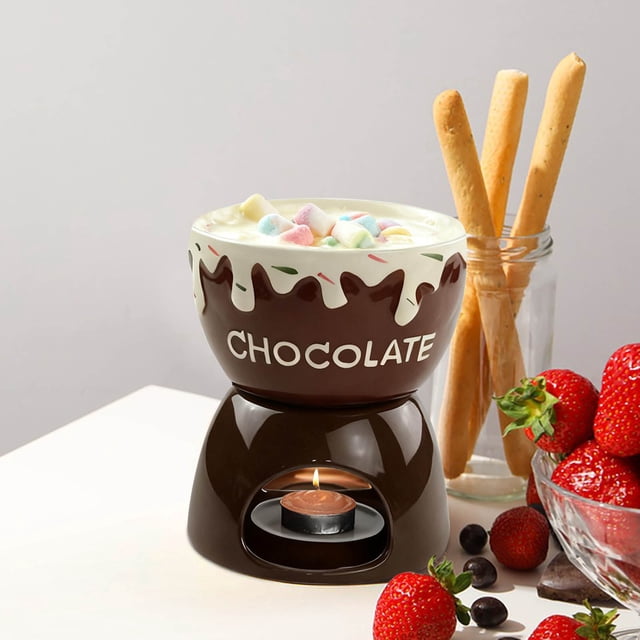 DIANWUDG Homemade Ceramic Cheese Fondue Set Chocolate Melting Oven Ice Cream Fondue Set