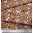 thumbnail image 3 of Soimoi Poly Georgette Fabric Hummingbird,Leaves & Rose Floral Print Fabric by the Yard 42 Inch Wide, 3 of 3